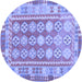 Round Machine Washable Oriental Blue Traditional Rug, wshcon1678blu