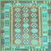 Square Machine Washable Oriental Light Blue Traditional Rug, wshcon1678lblu