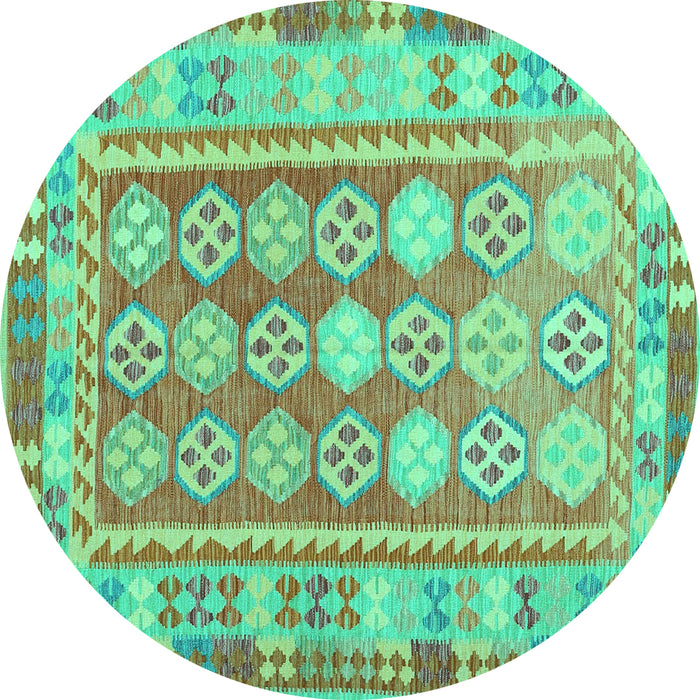 Round Oriental Turquoise Traditional Rug, con1678turq