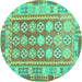 Round Oriental Turquoise Traditional Rug, con1678turq