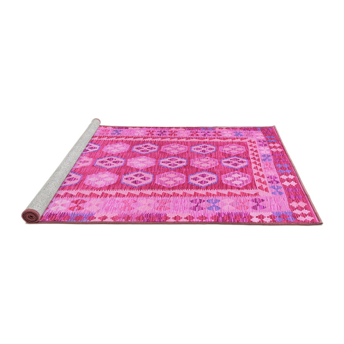 Sideview of Machine Washable Oriental Pink Traditional Rug, wshcon1678pnk