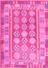 Machine Washable Oriental Pink Traditional Rug, wshcon1678pnk