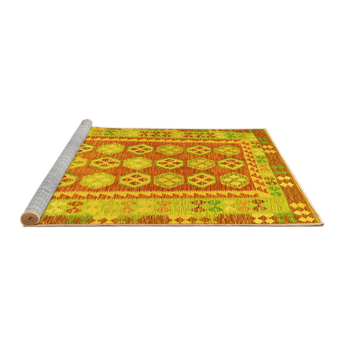 Sideview of Machine Washable Oriental Yellow Traditional Rug, wshcon1678yw
