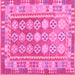 Square Machine Washable Oriental Pink Traditional Rug, wshcon1678pnk