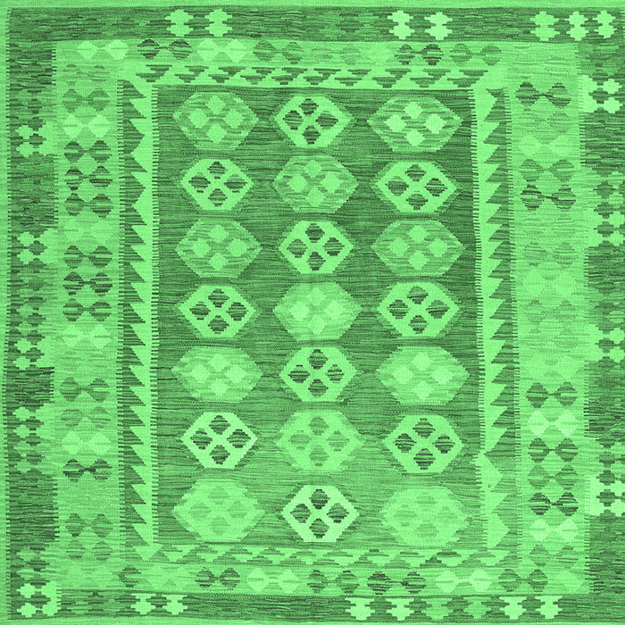Square Machine Washable Oriental Emerald Green Traditional Area Rugs, wshcon1678emgrn