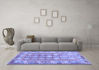 Machine Washable Oriental Blue Traditional Rug, wshcon1678blu