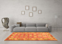 Machine Washable Oriental Orange Traditional Rug, wshcon1678org