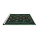 Sideview of Machine Washable Oriental Turquoise Traditional Area Rugs, wshcon1679turq