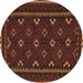 Round Oriental Brown Traditional Rug, con1679brn