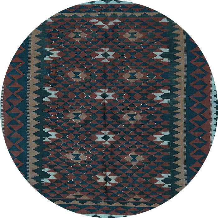 Round Oriental Light Blue Traditional Rug, con1679lblu