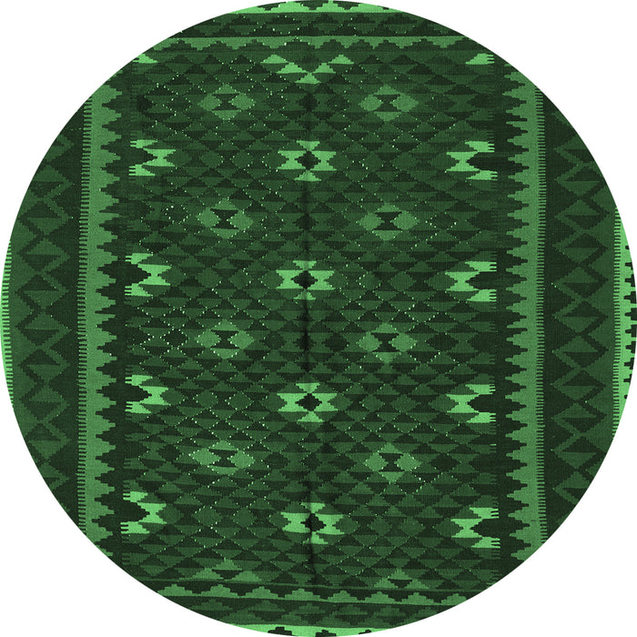 Round Oriental Emerald Green Traditional Rug, con1679emgrn