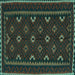 Square Machine Washable Oriental Turquoise Traditional Area Rugs, wshcon1679turq