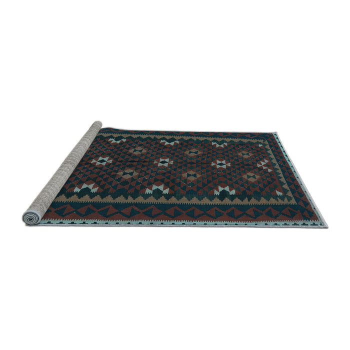 Sideview of Machine Washable Oriental Light Blue Traditional Rug, wshcon1679lblu