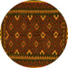 Round Oriental Yellow Traditional Rug, con1679yw