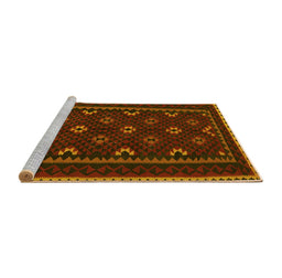 Sideview of Machine Washable Oriental Yellow Traditional Rug, wshcon1679yw