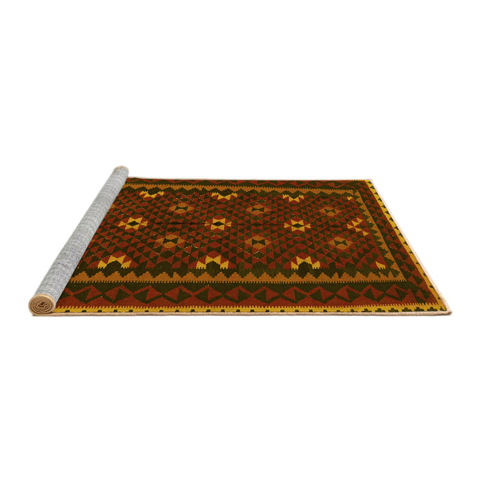 Sideview of Machine Washable Oriental Yellow Traditional Rug, wshcon1679yw