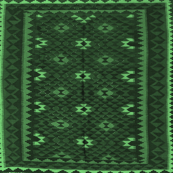 Square Machine Washable Oriental Emerald Green Traditional Area Rugs, wshcon1679emgrn