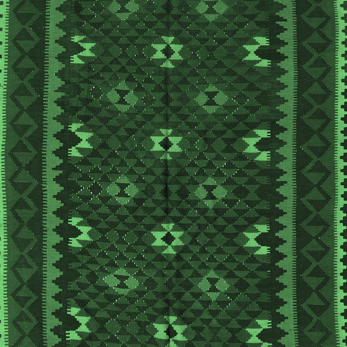 Machine Washable Oriental Emerald Green Traditional Area Rugs, wshcon1679emgrn