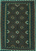 Machine Washable Oriental Turquoise Traditional Area Rugs, wshcon1679turq