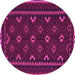 Round Machine Washable Oriental Pink Traditional Rug, wshcon1679pnk