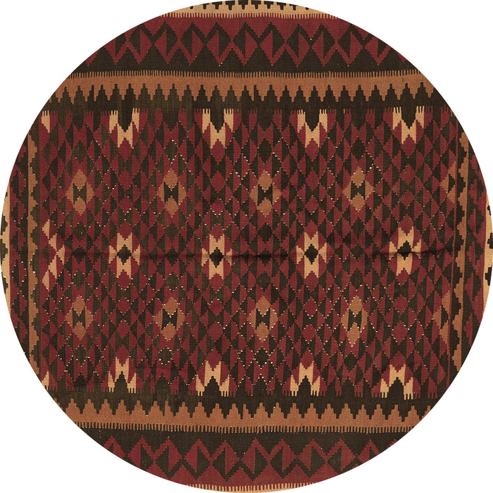 Round Machine Washable Oriental Brown Traditional Rug, wshcon1679brn