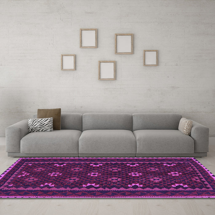 Machine Washable Oriental Purple Traditional Area Rugs in a Living Room, wshcon1679pur