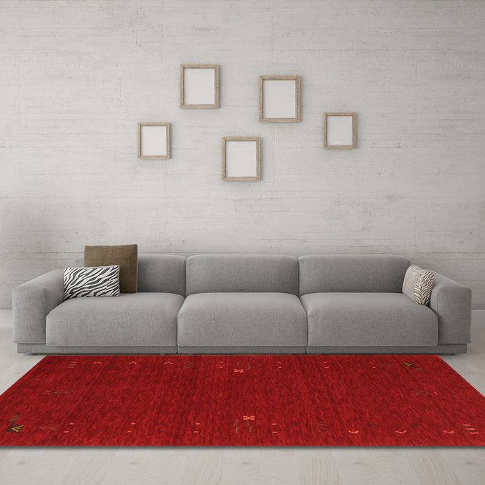 Machine Washable Abstract Orange Contemporary Area Rugs in a Living Room, wshcon167org