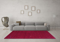 Machine Washable Abstract Pink Contemporary Rug, wshcon167pnk