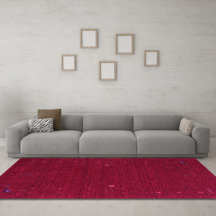 Machine Washable Abstract Pink Contemporary Rug in a Living Room, wshcon167pnk