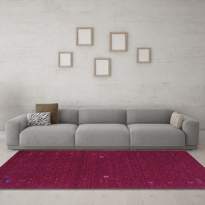Machine Washable Abstract Purple Contemporary Area Rugs in a Living Room, wshcon167pur