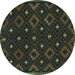 Round Oriental Turquoise Traditional Rug, con1680turq