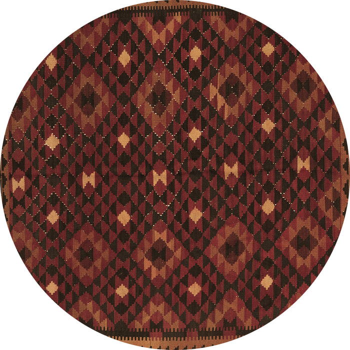 Round Machine Washable Oriental Brown Traditional Rug, wshcon1680brn