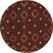 Round Machine Washable Oriental Brown Traditional Rug, wshcon1680brn