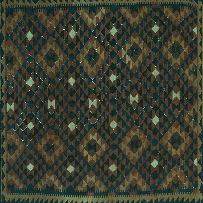 Square Oriental Turquoise Traditional Rug, con1680turq
