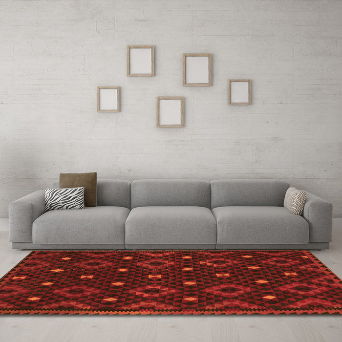Machine Washable Oriental Orange Traditional Area Rugs in a Living Room, wshcon1680org