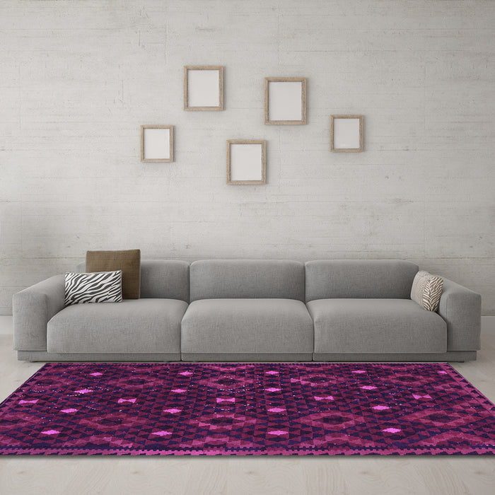 Machine Washable Oriental Purple Traditional Area Rugs in a Living Room, wshcon1680pur