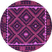 Round Machine Washable Oriental Purple Traditional Area Rugs, wshcon1681pur