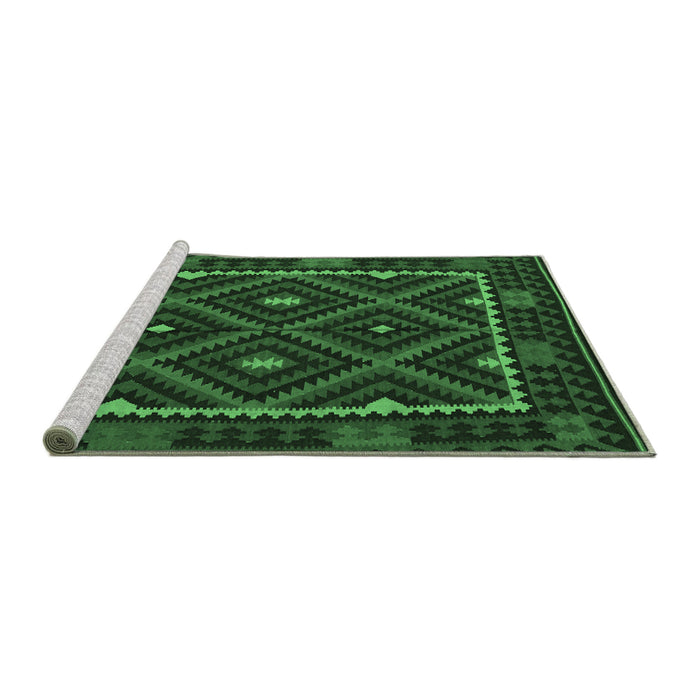 Sideview of Machine Washable Oriental Emerald Green Traditional Area Rugs, wshcon1681emgrn