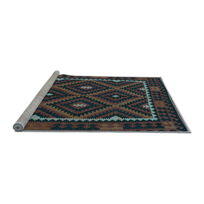 Sideview of Machine Washable Oriental Light Blue Traditional Rug, wshcon1681lblu