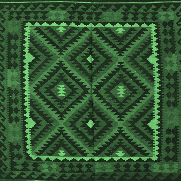 Square Machine Washable Oriental Emerald Green Traditional Area Rugs, wshcon1681emgrn