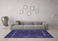 Machine Washable Oriental Blue Traditional Rug, wshcon1681blu