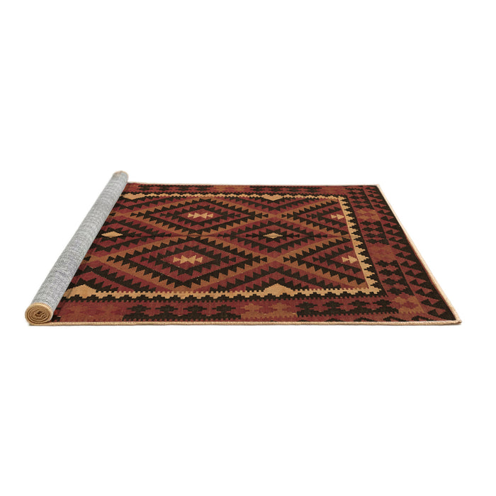 Sideview of Machine Washable Oriental Brown Traditional Rug, wshcon1681brn