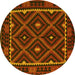 Round Oriental Yellow Traditional Rug, con1681yw