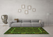 Machine Washable Oriental Green Traditional Area Rugs in a Living Room,, wshcon1681grn