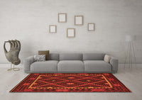 Machine Washable Oriental Orange Traditional Rug, wshcon1681org