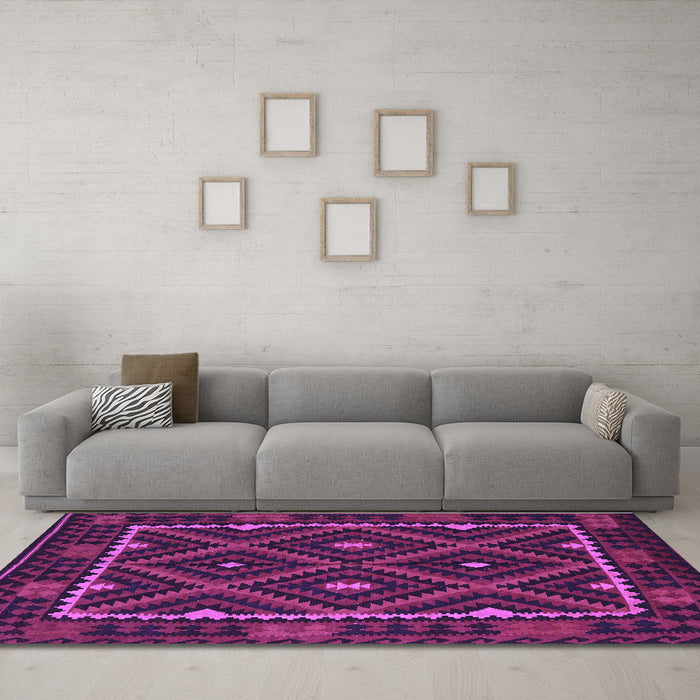 Machine Washable Oriental Purple Traditional Area Rugs in a Living Room, wshcon1681pur