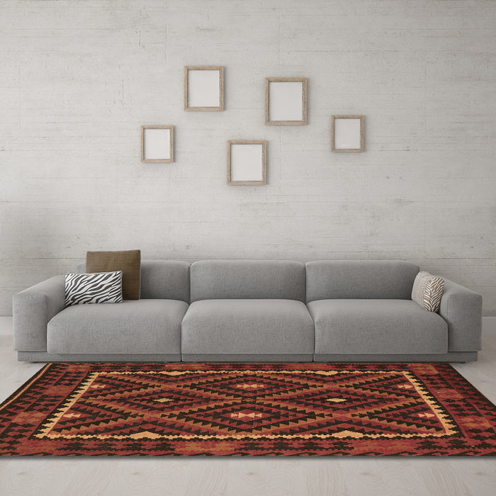 Machine Washable Oriental Brown Traditional Rug in a Living Room,, wshcon1681brn