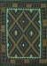 Machine Washable Oriental Turquoise Traditional Area Rugs, wshcon1681turq