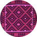 Round Oriental Pink Traditional Rug, con1681pnk