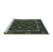 Sideview of Machine Washable Oriental Turquoise Traditional Area Rugs, wshcon1681turq